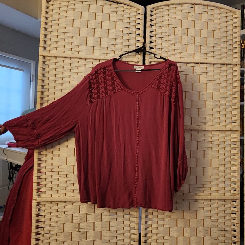 Pink gauze/lace pullover tunic